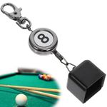 Portable Cue Chalk Holder, Lightweight Billiards Pool Cue Chalk Holder, Billiards Chalk Holder with Key Ring, Pool Cue Case, Retractable Cord Extending up to 50cm Key Loop for Billiards Lovers