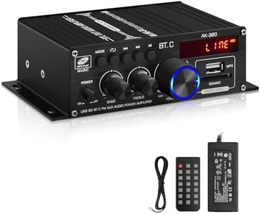 AK-380 USB SD BT.C FM AUX Audio Power Amplifier 400W+400W 2.0 CH HiFi Stereo AMP Speaker Bluetooth 5.0 Amp Receiver with 12V 5A Power Supply,Remote Control,FM Antenna for Car Home Bar Party