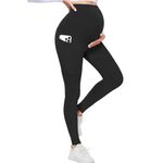 DHSO Maternity Leggings over The Belly with Pockets Butt Lift - Buttery Soft Non-see Through Pregnancy Workout Yoga Tights Pants (Black, Medium)