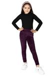 Naughty Ninos Girls Deep Purple Super Stretch Cordrouy Jeggings (NN00099JGG_12-14 Years)