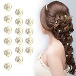 Sanas Spiral Juda Pin With Stone Spring Bun Maker Bridal Hair Accessories for Women and Girls - Golden (16 Pieces, Crystal Rhinestone)