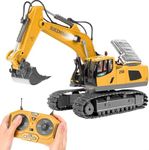 Remote Control Excavator for Boys RC Excavator with 2 Rechargeable Batteries Metal Shovel Lights and Sounds 2.4Ghz Best RC Construction Toys Gifts Idea for Kids