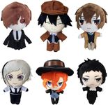 XIAOHONG 6Pcs Dazai Plush Doll Anime Plush Toy Dazai Osamu Stuffed Doll Nakahara Chuuya Figure Toys Ryunosuke Akutagawa Cartoon Figure BSD Toys Cushions Pillows Gifts for Kids