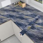 Purvaa Collection Vinyl Marble Wallpaper Peel and Stick Waterproof Wallpaper for Home Kitchen Countertop Cabinet Furniture Oil Proof Kitchen Stickers(60X200cm) (New Desing Blue Waves)