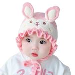 REFFER Baby Winter caps Unisex Beanie fit for 3 Months to 4 Years Old Toddler Baby Woolen Winter Caps for Kids Boy's and Girl's Free Size (Pink)