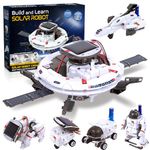 STEM Education Solar Robots Toys for Kids Age 8+, 6-in-1 DIY Space Toys Science Kit, 120 Pcs Building Experiment Robotics Set Birthday Gifts for Boys & Girls