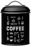 Amici Home Coffee Fix Metal Coffee Canister | Black Metal Storage Container with Handles | 36 Ounce Capacity | Coffee Canister with Lid for Kitchen Countertop