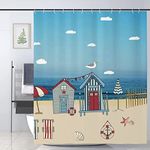 JOOCAR Beach Hut Cabin Shower Curtain Waterproof Bathroom Curtains with Hooks 60x72 Inch