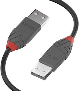 Lindy - Cavo USB 2.0 Tipo A a USB Tipo A, Cavetto USB Anthra Line 0.5 Metri, Tipo Maschio A/A, Velocità di Trasferimento Dati Speed Fino a 480Mbps per Tastiera, Stampante, Fotocamera, Hard Disk