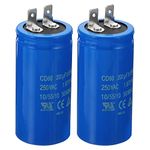 PATIKIL CD60 Run Capacitor, 2 Pack 200uF/MFD 250VAC 15% Tolerance 50/60Hz Motor Starting Capacitor for Air Compressor Motor Starts Running