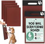 Evergreen Pet Supplies [6 Pads] Scratch Pad for Dogs - 2-Sided Medium & Coarse Sandpaper Dog Scratch Pad for Nails w/Extra Sheets - w/Handle - Dog Scratch Board for Nails