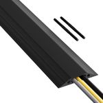 D-Line 1.8m Linkable Floor Cable Protector, Heavy Duty Cable Cover, Protect Wires & Prevent Cable Trips, Cable Management Solution - 1.8m Length, Cable Cavity = 30mm (W) x 10mm (H) - Black