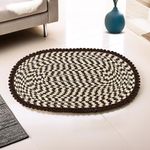 Kuber Industries 2x3 Feet Oval Door & Bathroom Mat Perfect for Indoor & Outdoor Use | Washable Kitchen Mat for Floor | Bedside Rug & Balcony Paidan | Spiral Design -Brown & Cream