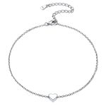 ChicSilver Ankle Bracelets for Women Silver Anklets for Women Dainty Heart Anklet