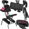 tectake® Massagestuhl klappbar, ergonomischer Hocker ohne Armlehne, Mobile Portable Behandlungsliege zusammenklappbar, Massage Stuhl mit Zubehör Tragetasche - schwarz