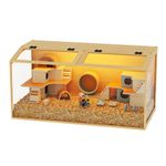 BingoPaw Wooden Hamster Cage Chewproof: Wood Extra Large Hamster Cages Habitats Openable Top with Tempered Glass, Solid Built for for Dwarf Syrian Hamster, Gerbil, Rats XL(100 * 50 * 50cm)