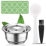 CAPMESSO Stainless Steel Reusable Coffee Capsule, Metal Refillable Coffee Pod Compatible with Nespresso Vertuoline GCA1/ENV135/ENV150/BNV420 (8OZ(Coffee Cup)+10 Silicone Rings)