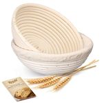 KOACKL Banneton Proofing Basket Set, Sourdough Bread Starter Kit, Round Banneton Sourdough Bread Making Tools Kit with Linen Cover Bread Brotform Perfect for Baking Dough with Rising Pattern