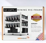 AAAwave 12GPU Mining Rig Frame - The Sluice V2 Steel Open Frame Mining Rig Case, Stackable Chassis for Crypto Coin Currency & AI Machine Learning Applications - Frame Only (White)