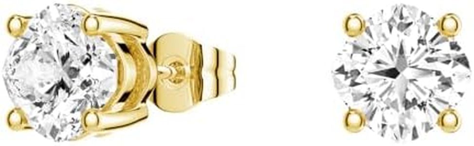 MSBLUE® 14K Yellow Gold Vermeril 2 Ct. DEW Cushion Cut 4-Prong Solitaire Stud Earrings | Diamond Alternative | D Color VVS1 Clarity | Hypoallergenic, For Anniversary, Gift, Women