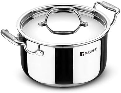 Bergner Argent TriPly Stainless Steel 28 cm Casserole with Stainless Steel Lid, 8.3 Ltr Casserole, Stay Cool Cast Handle, Food Safe, Durable, Dishwasher Safe, Induction and Gas Ready, 5-Year Warranty
