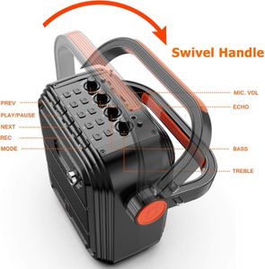 JYX Portable Karaoke Machine – Bluetooth Speaker with 2 Wireless Mics, SD/USB/AUX, Bass & Treble, Remote, Shoulder Strap