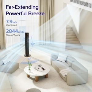Levoit 42" Smart Silent Tower Fan – DC Motor, 90° Oscillation, 12 Speeds, Voice Control