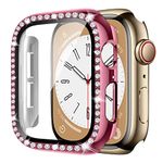 Bling Shiny Rhinestone Hard PC Case+Tempered Glass Screen Protector for Apple Watch Series 1/2/3,Women Lady Anti-Scratch Anti-fall Diamond Protective Face Bumper Cover for iWatch 42mm