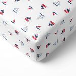 Bacati 2 Piece Little Sailor Boats Muslin Crib Sheets, Blue/Red