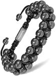 MagnetRX® Magnetic Hematite Bracelet – MAX Strength Magnetic Stones – Beaded Magnetic Bracelets for Men and Women (Double Strength 8mm)