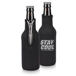 kwmobile Set of 2 Neoprene Bottle Coolers Sleeves for 330ml Bottle - Keep Beer, Soda, Soft Drinks Cool - Stay Cool White/Black