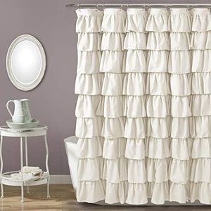 Lush Decor Ruffle Shower Curtain, 72 inch x 72 inch, Ivory