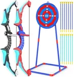 Polkoliye 2 Pack of Kids Bow and Arrow Set, LED Light Up Archery Toy Set with 14 Suction Cup Arrows, Detachable Target, Indoor Outdoor Hunting Play Gift Toys for Kids, Boys & Girls Ages 6-12