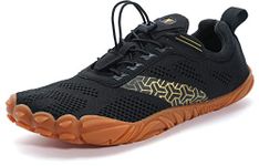 WHITIN Men's Trail Running Shoes Minimalist Barefoot 5 Five Fingers Wide Width Toe Box Size 12 Gym Workout Fitness Low Zero Drop Road Cross Trainer Runners Sport Breathable for Male Black 45