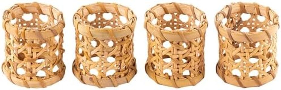 Lilly Pulitzer Napkin Rings, Natural Table Setting Accessories, Napkin Holder Rings, Set of 4, Raffia