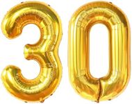 30th Balloon Numbers Gold Large Numbers Balloons Number Foil Mylar for 30th Birthday Party Anniversary Supplies Decorations