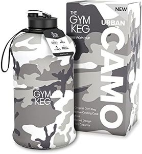 The Gym Keg Botella de Agua Deporte 2.2 L con Funda Aislante Botella de Agua Térmica con Asa, Botella de Agua Deportiva Grande para Fitness Eco Sin BPA - Reutilizable para Gimnasio o Casa