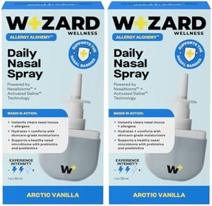 WIZARD WELLNESS Daily Allergy & Sinus Saline Nasal Spray | Clears Mucus, Allergens & Daily Congestion | Activated Saline + Nasalbiome Postbiotics | Drug-Free, Non-Drowsy | Peppermint + Vanilla 2-Pack