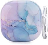 OLEBAND Buds 2/Pro/Live/Fan Edition(FE) Case with Cute Pattern and Keychain,Hard Earbuds Live Cover for Women and Girls,Samsung Galaxy Buds Live Charging Case Accessory，Watercolor Marble