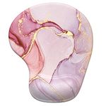 Hsurbtra Ergonomic Mouse Pad with Wrist Rest Support, Gel Mouse Pads with Non-Slip PU Base, Pain Relief Memory Foam Mousepad, Cute Mouse Pad for Laptop PC, Office Supplies Decro, Pink Marble