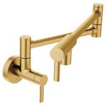 Moen S665BG Modern Wall Mount Swing Arm Folding Pot Filler Kitchen Faucet, Brushed Gold