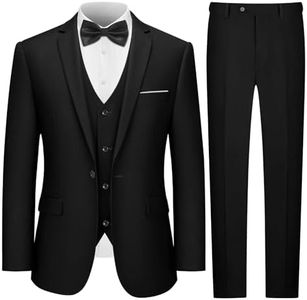 LUPURTY Men's One Button 3-Piece Suits Slim Fit Tuxedo Set with Blazer Jacket Vest & Pants for Wedding Prom Business,Black 2XL