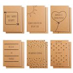 BELLE VOUS 12 Pack A6 Brown Kraft Notebook - Journal Notepads 6 Designs - 10.5 x 14.8cm - 80 Pages Lined Inspirational Notepads - Happy Themed Small Pocket Notebooks for School, Office & Travel Gifts