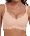 JURDUIR Bras for Women No Underwire Wireless Soft Seamless Bra with Adjustable Straps Comfort Bralettes with Bra Extender(Beige,S)