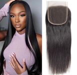 Straight Closure Human Hair 4x4 Free Part Lace Closure Unprocessed Brazilian Virgin Human Hair Extensions for Black Women Pre Plucked Natural Black Color Lace Closure 18 Inch