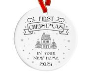 First Christmas in Your New Home Bauble | Ceramic New Home Ornament Bauble | Christmas Housewarming Decoration Gift | Black And White Design