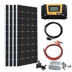 XINPUGUANG 4pcs 100W Solar Panel 12V 400W Solar Kit 40A Charge Controller Extension cable Mounting brackets off grid for Home RV Boat Cabin Trailer Car Charging (400W+40A)