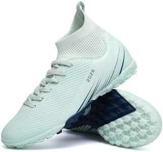 Biayvisas Soccer Cleats for Mens Womens Turf Soccer Shoes Indoor Footall Cleats High Ankle TF AG FG Football Boots Wide Training Sneaker (USW_2501 Yue TF_44)
