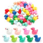 50PCS Mini Resin Ducks, Colorful Tiny Ducks Kit, Realistic Shape Mini Ducks for Aquarium Garden Landscapes, Dollhouses, Potted Plants, Birthday Party Decorations