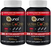 Qunol Ultra CoQ10 100mg 3X Better Absorption Patented Water and Fat Soluble Natural Supplement Form Coenzyme Q10 Antioxidant for Heart Health Packs Softgels, 120 Count